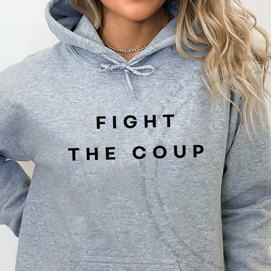 Fight the Coup Care & Resist Gildan hoodie in Sport Grey