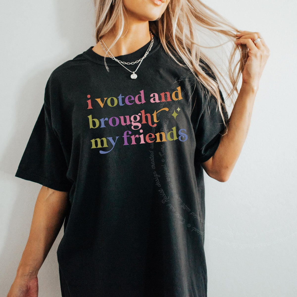 I Voted and Brought My Friends Care & Resist progressive t-shirt in Black