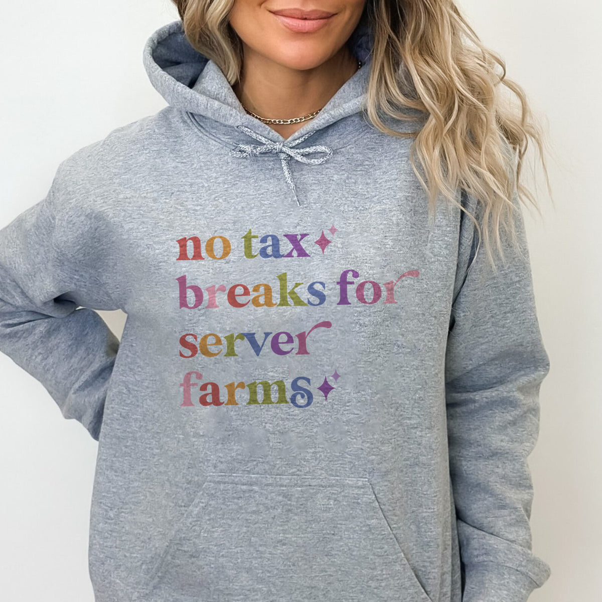 No Tax Breaks for Server Farms Care & Resist Gildan hoodie in Sport Grey