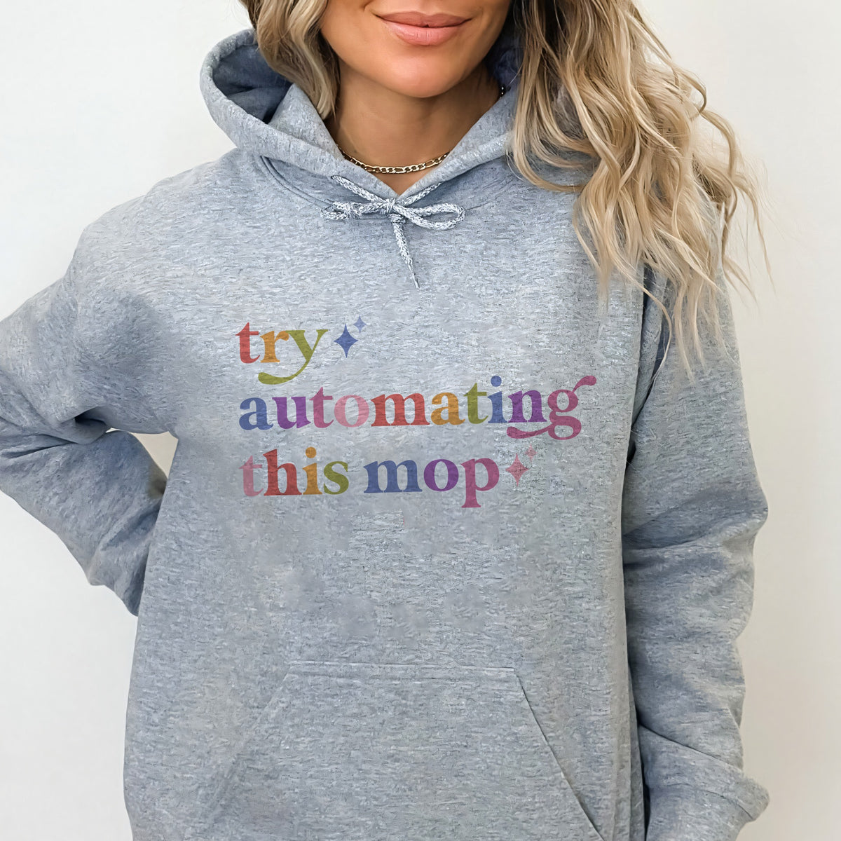 Try Automating This Mop Care & Resist Gildan hoodie in Sport Grey