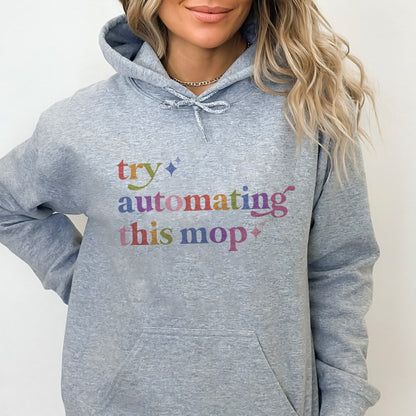 Try Automating This Mop Care & Resist Gildan hoodie in Sport Grey