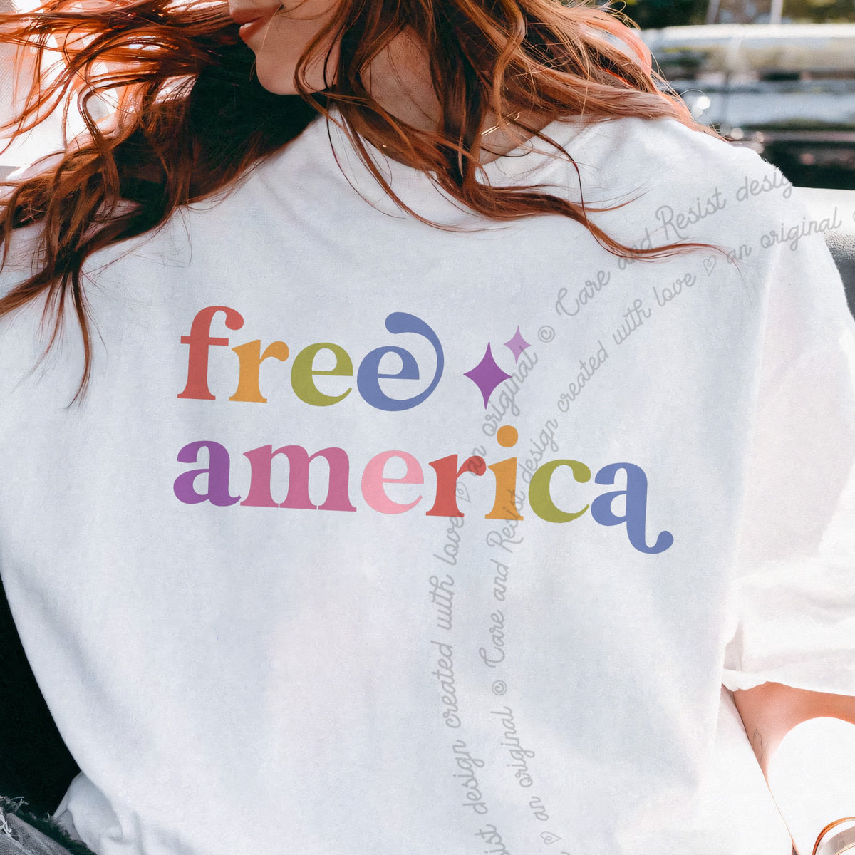Free America Care & Resist progressive t-shirt in White