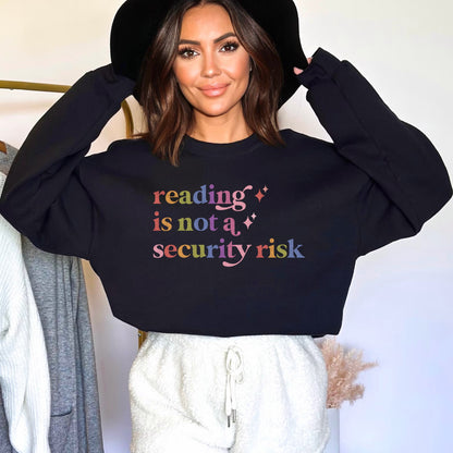 Reading is not a Security Risk Care & Resist Gildan crewneck sweatshirt in Black