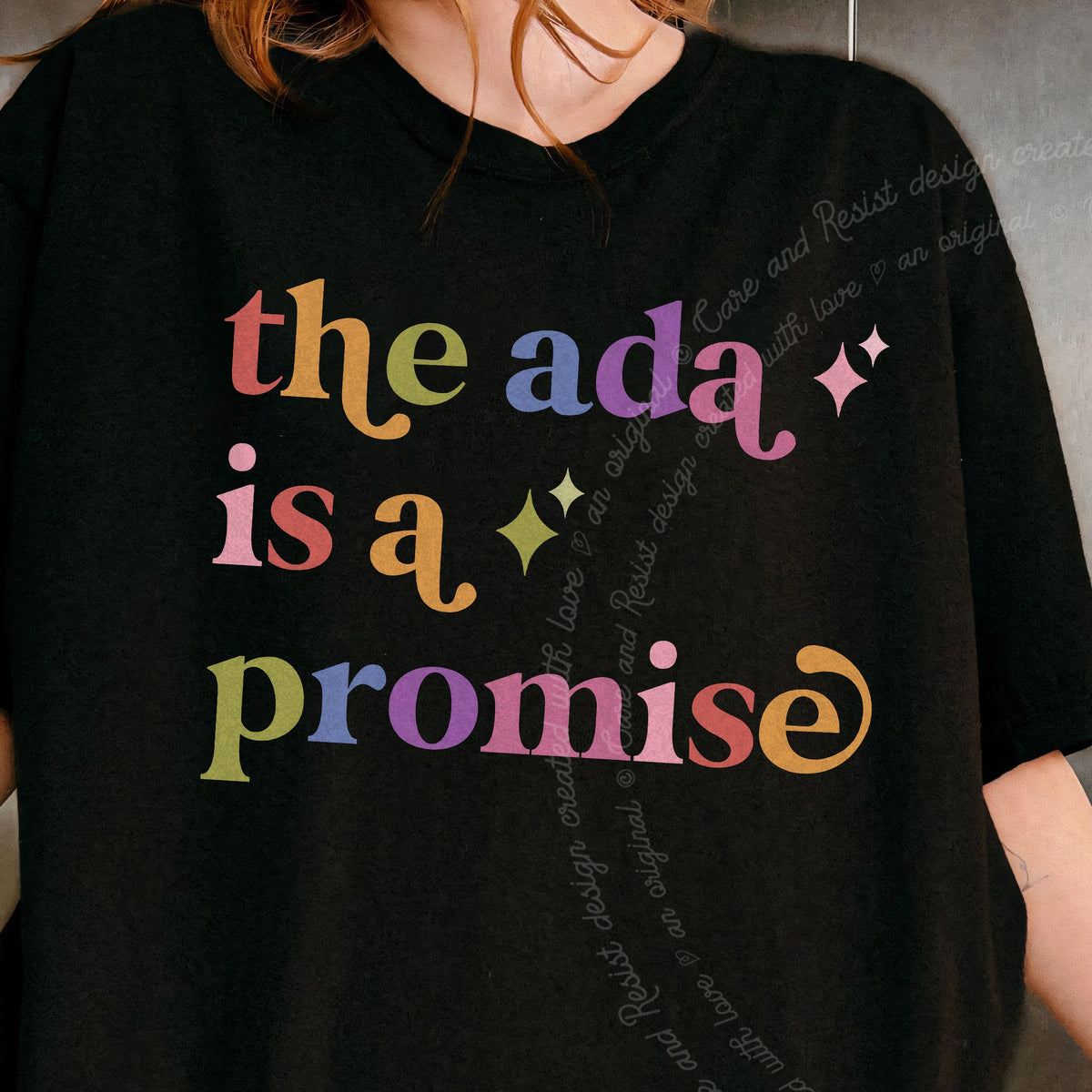 The Ada is a Promise Care & Resist progressive t-shirt in Black