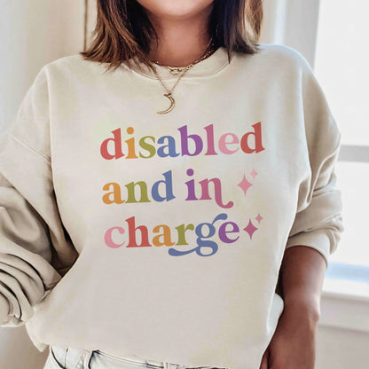 Disabled and in Charge Care & Resist Gildan crewneck sweatshirt in Sand