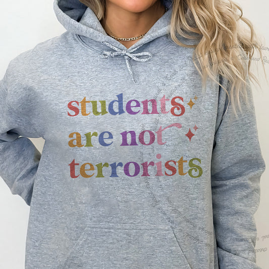 Students are not Terrorists Care & Resist Gildan hoodie in Sport Grey