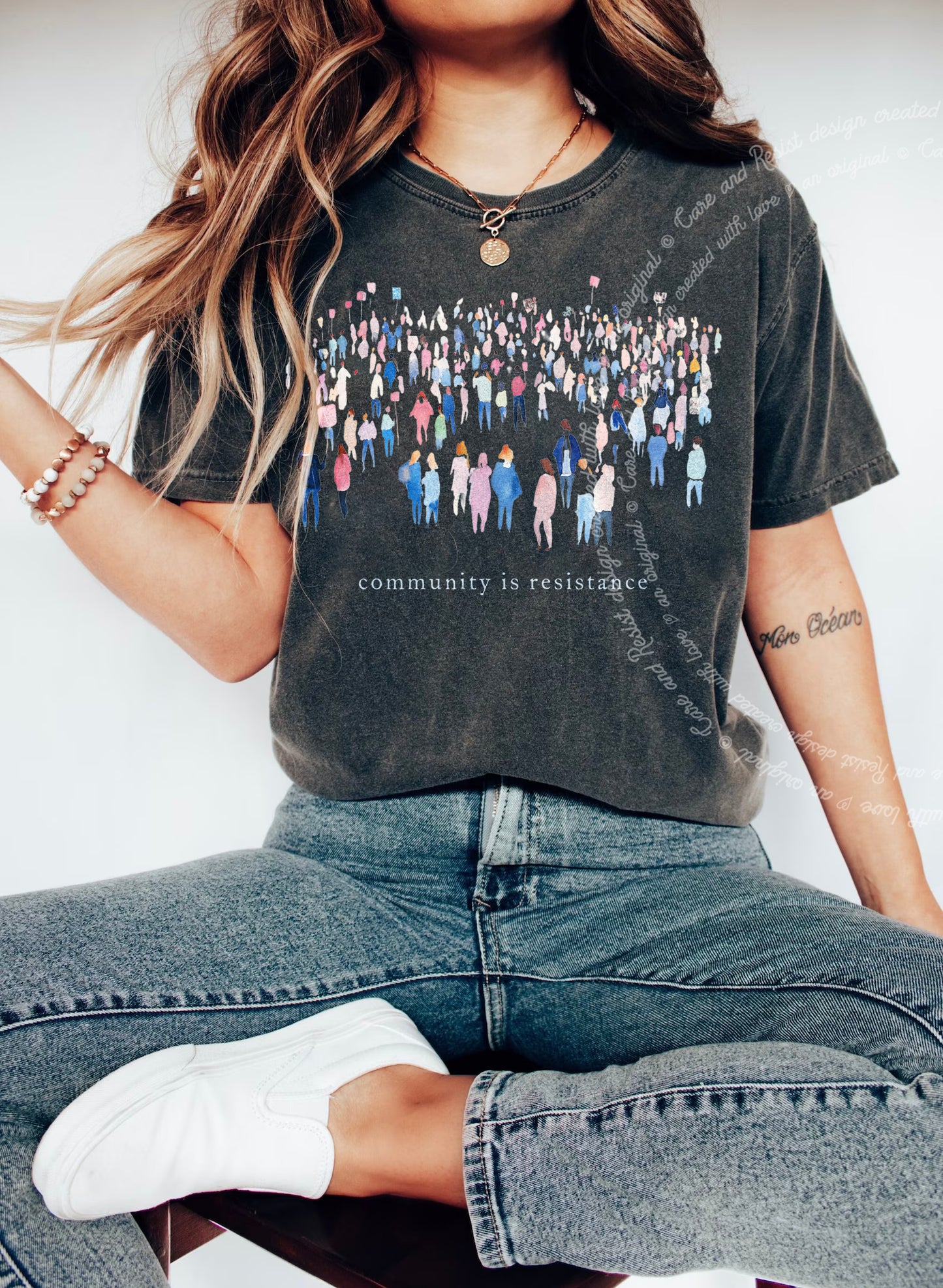 Community is Resistance Watercolor Protestors Comfort Colors T-Shirt
