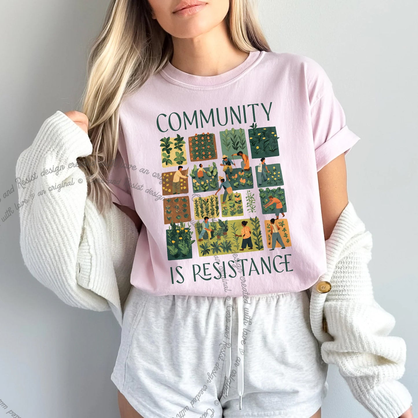 Community is Resistance Garden Squares Comfort Colors T-Shirt