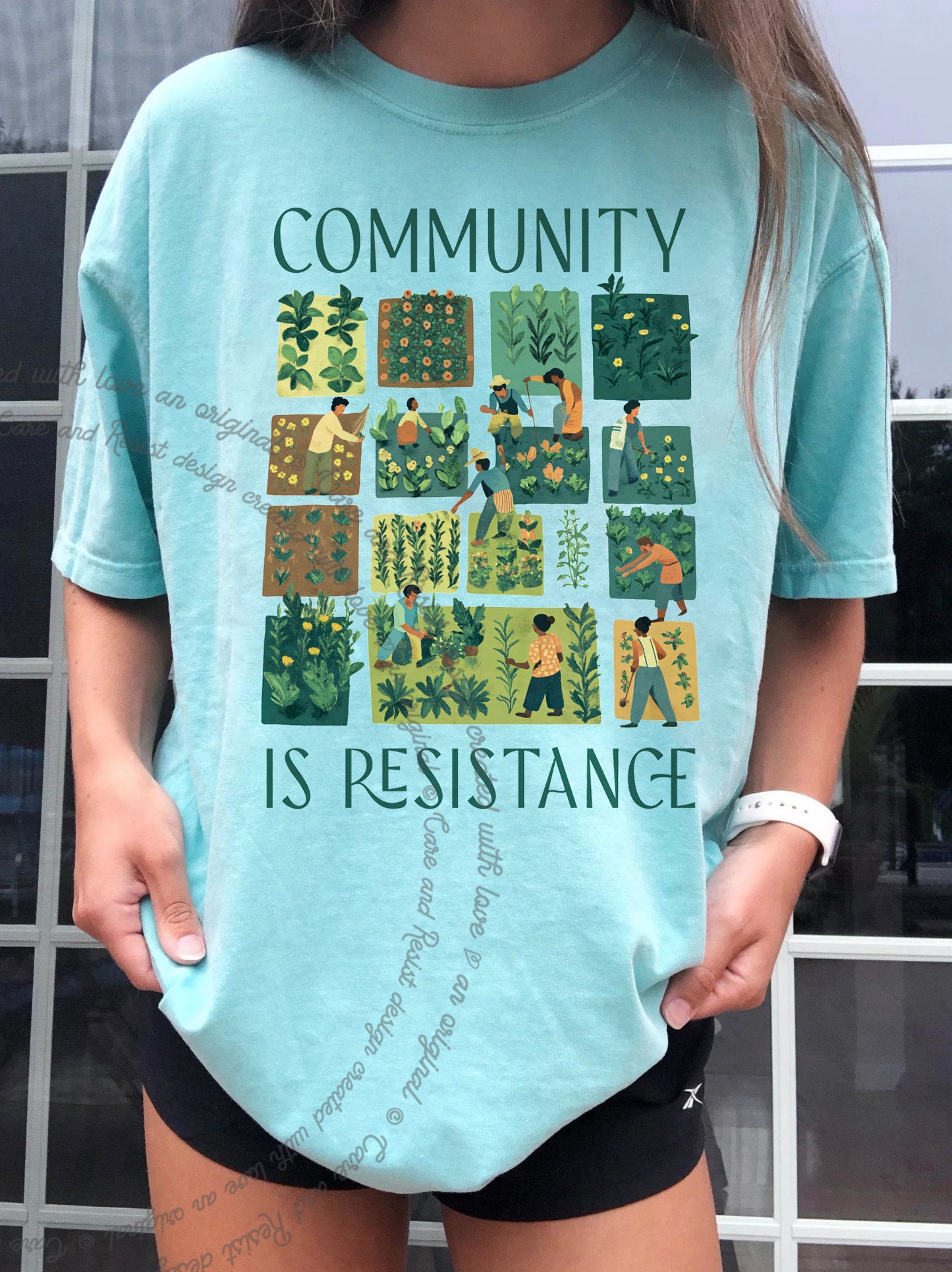 Community is Resistance Garden Squares Comfort Colors T-Shirt