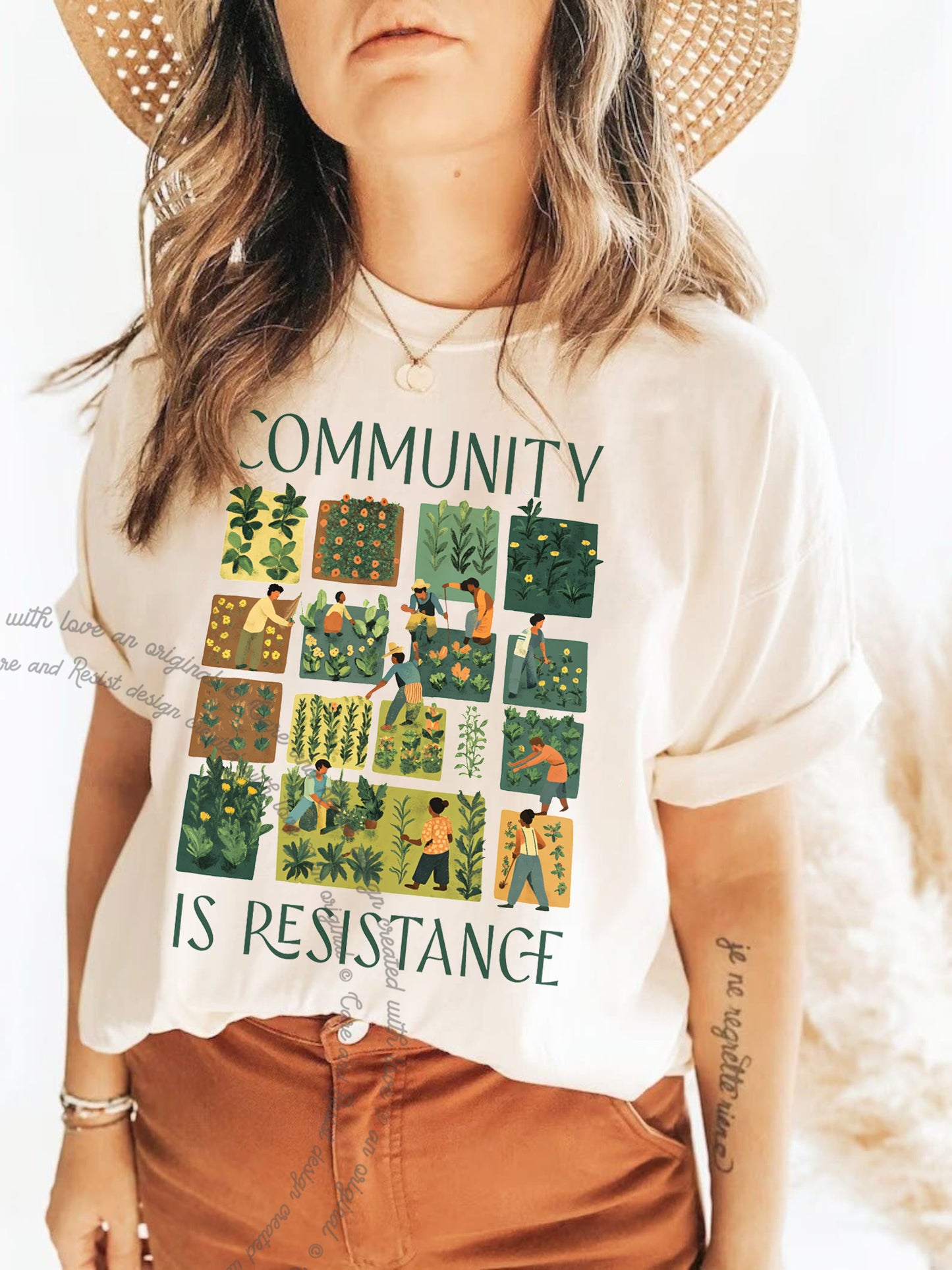 Community is Resistance Garden Squares Comfort Colors T-Shirt