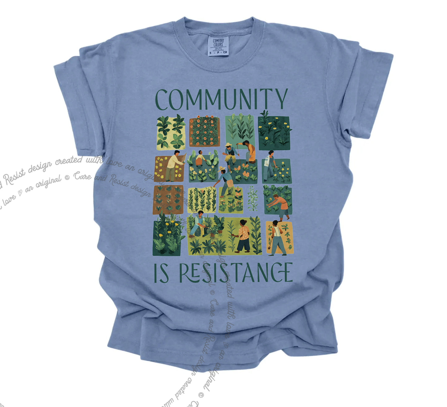 Community is Resistance Garden Squares Comfort Colors T-Shirt