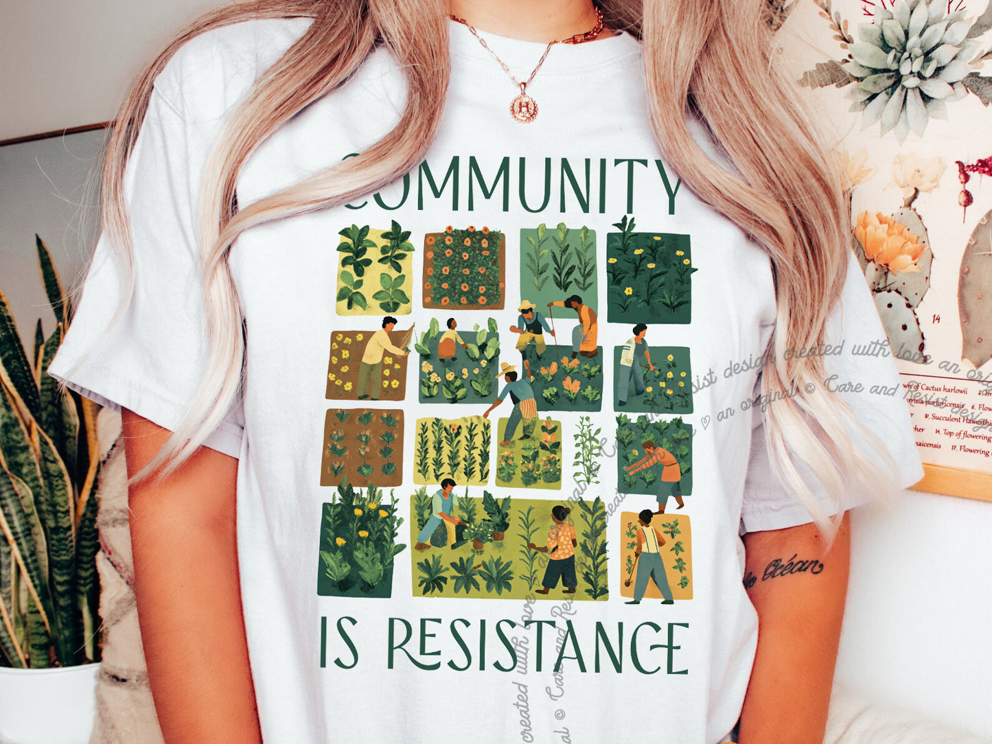 Community is Resistance Garden Squares Comfort Colors T-Shirt