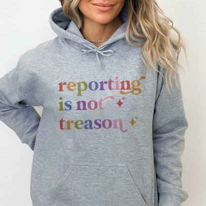 Reporting is not Treason Care & Resist Gildan hoodie in Sport Grey