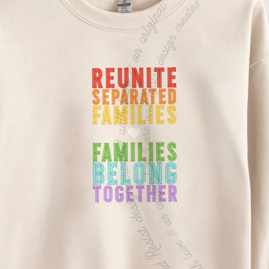 Reunite Separated Families, Families Belong Together Care & Resist Gildan crewneck sweatshirt in Sand