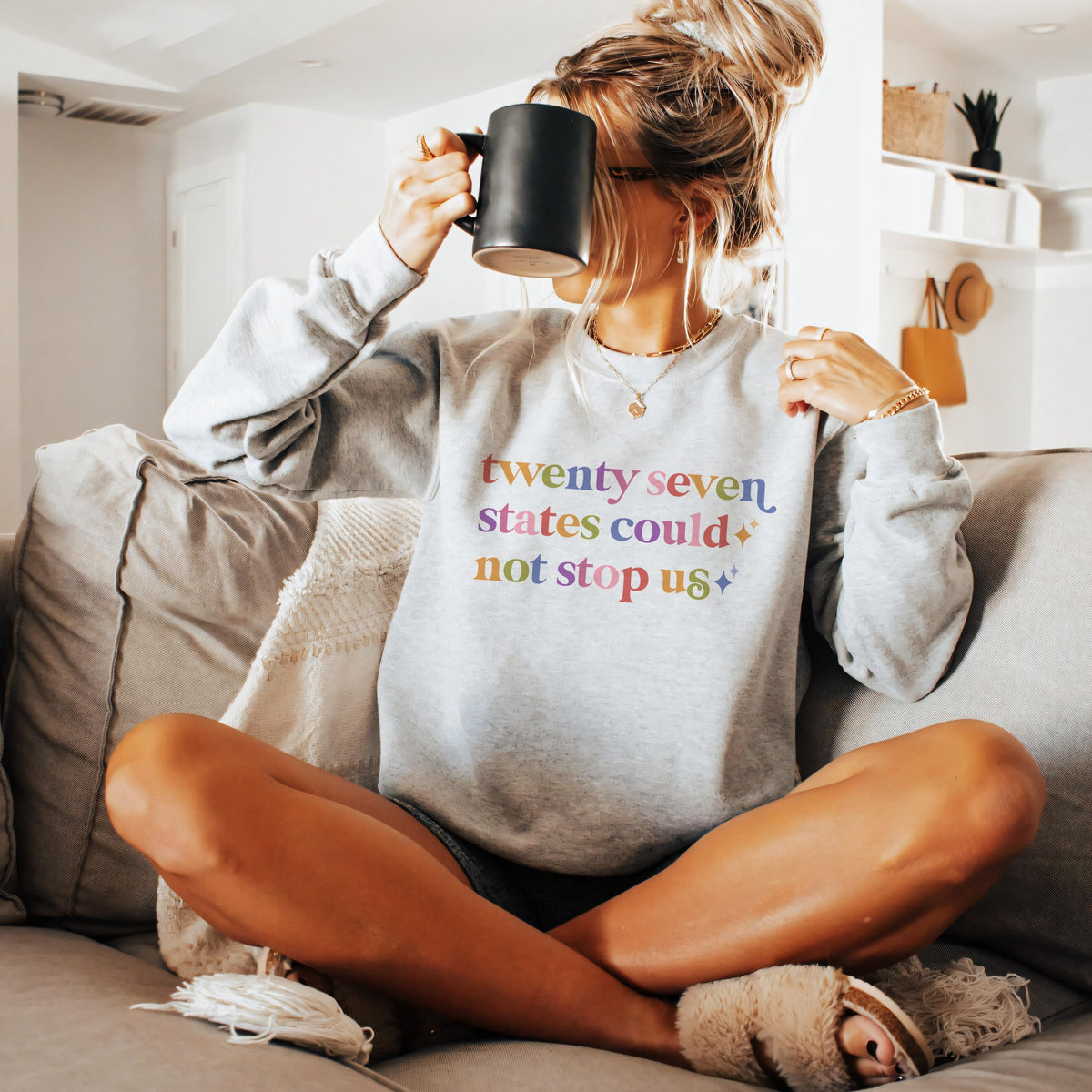 Twenty Seven States Could not Stop Us Care & Resist Gildan crewneck sweatshirt in Sport Grey