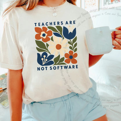 Teachers are not Software Cutout Care & Resist progressive t-shirt in Ivory
