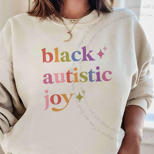 Black Autistic Joy Care & Resist Gildan crewneck sweatshirt in Sand