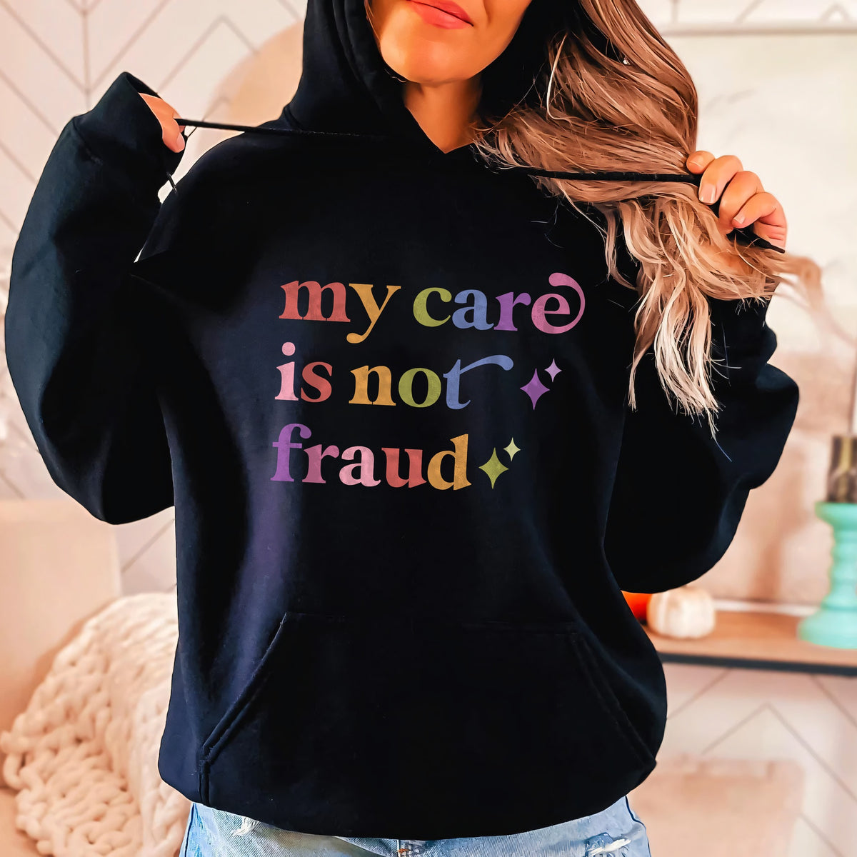 My Care is not Fraud Care & Resist Gildan hoodie in Black
