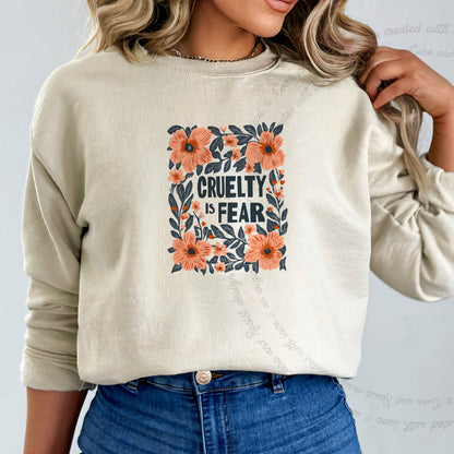 Cruelty Is Fear Care & Resist Gildan crewneck sweatshirt in Sand