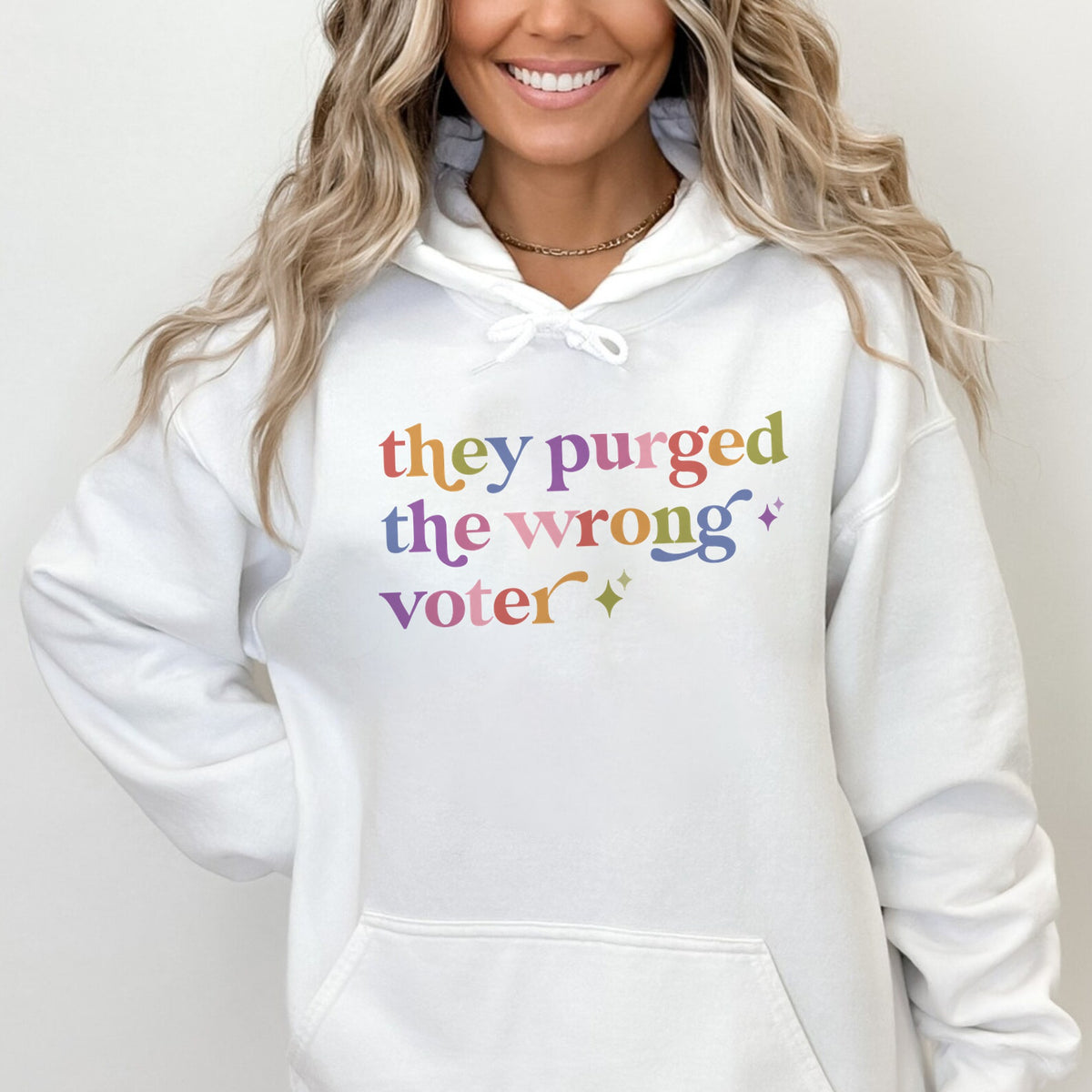 They Purged the Wrong Voter Care & Resist Gildan hoodie in White