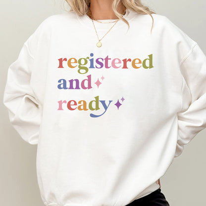 Registered and Ready Care & Resist Gildan crewneck sweatshirt in White
