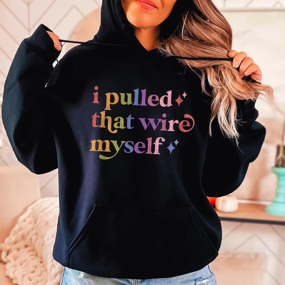 I Pulled That Wire Myself Care & Resist Gildan hoodie in Black