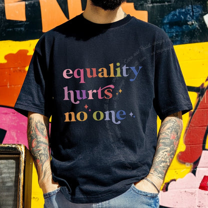 Equality Hurts No One Care & Resist progressive t-shirt in Black