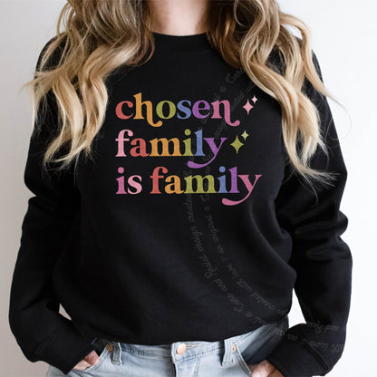 Chosen Family is Family Care & Resist Gildan crewneck sweatshirt in Black