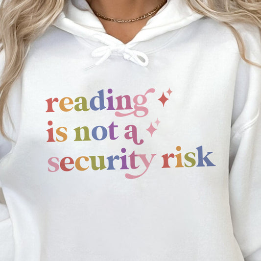 Reading is not a Security Risk Care & Resist Gildan hoodie in White