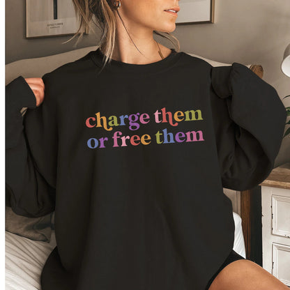 Charge Them or Free Them Care & Resist Gildan crewneck sweatshirt in Black
