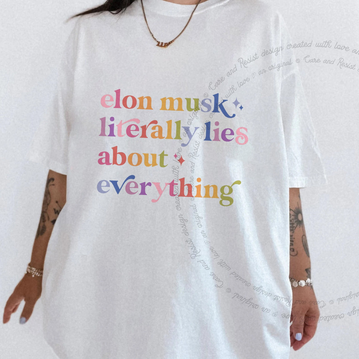 Elon Musk Literally Lies About Everything Care & Resist progressive t-shirt in White