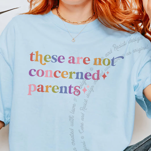 These are not Concerned Parents Care & Resist progressive t-shirt in Chambray