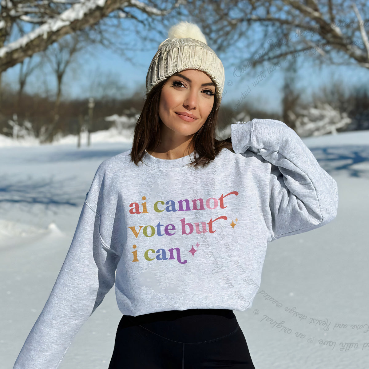 Ai Cannot Vote but I Can Care & Resist Gildan crewneck sweatshirt in Sport Grey