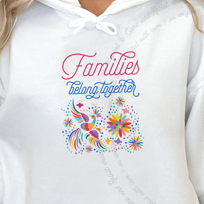 Families Belong Together Rainbow Care & Resist Gildan hoodie in White