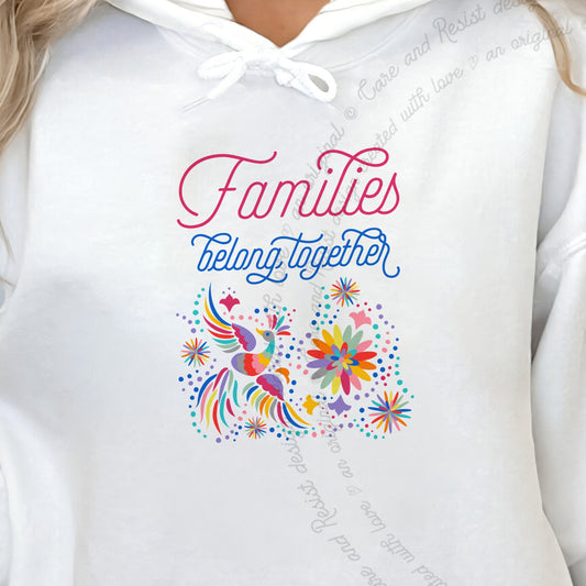 Families Belong Together Rainbow Care & Resist Gildan hoodie in White