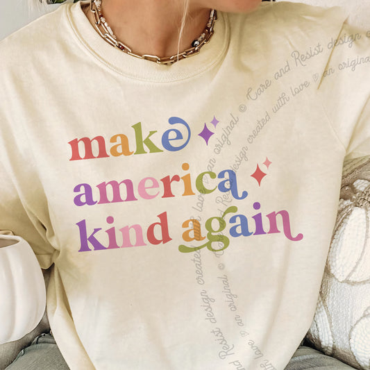 Make America Kind Again Care & Resist progressive t-shirt in Ivory