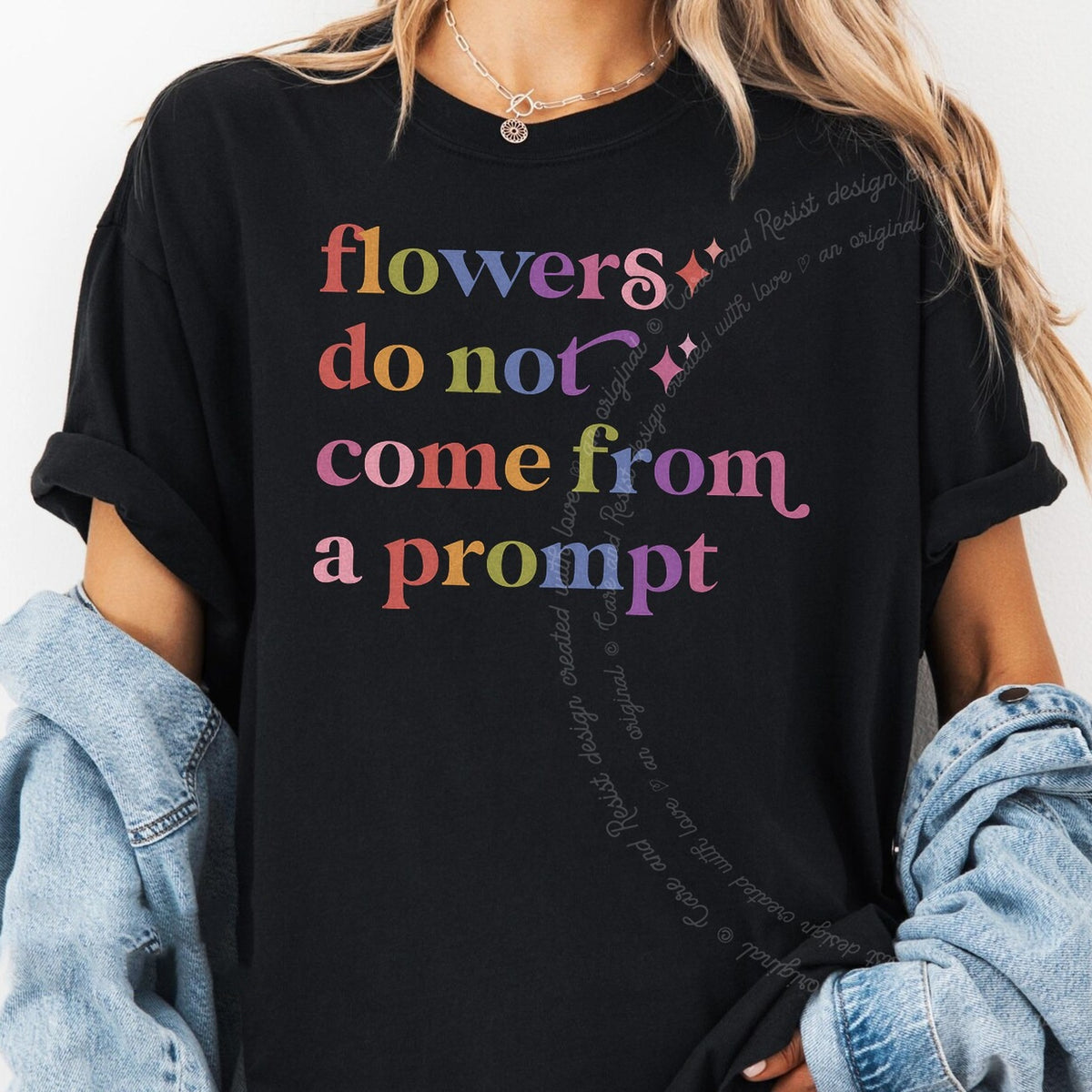 Flowers Do not Come From a Prompt Care & Resist progressive t-shirt in Black