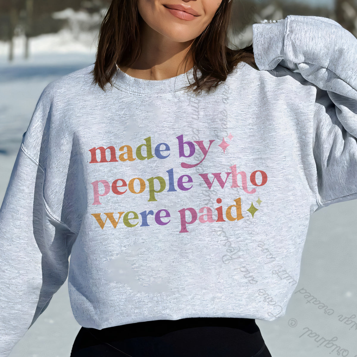 Made By People Who Were Paid Care & Resist Gildan crewneck sweatshirt in Sport Grey