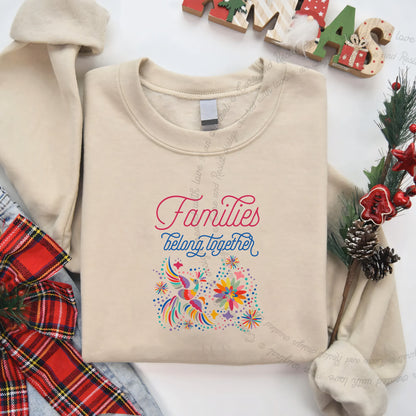 Families Belong Together Rainbow Care & Resist Gildan crewneck sweatshirt in Sand