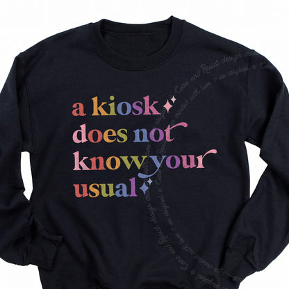 A Kiosk Does not Know Your Usual Care & Resist Gildan crewneck sweatshirt in Black
