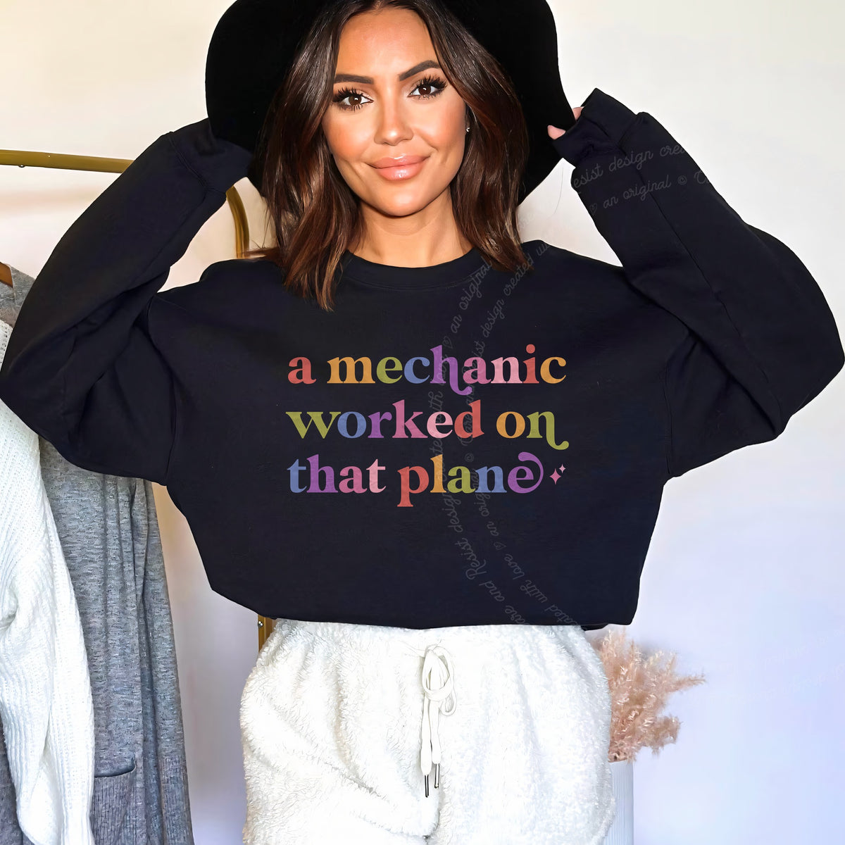 A Mechanic Worked on That Plane Care & Resist Gildan crewneck sweatshirt in Black