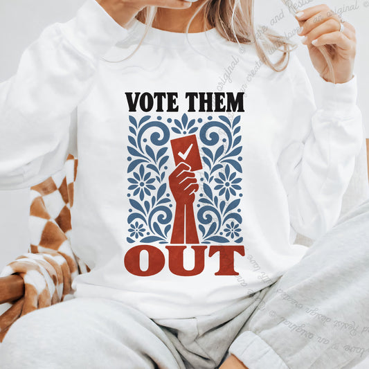 Vote Them Out Folk Ballot Care & Resist Gildan crewneck sweatshirt in White