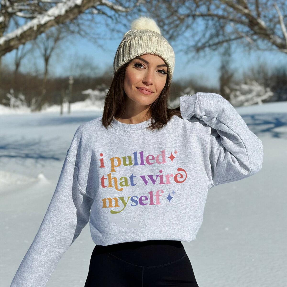 I Pulled That Wire Myself Care & Resist Gildan crewneck sweatshirt in Sport Grey