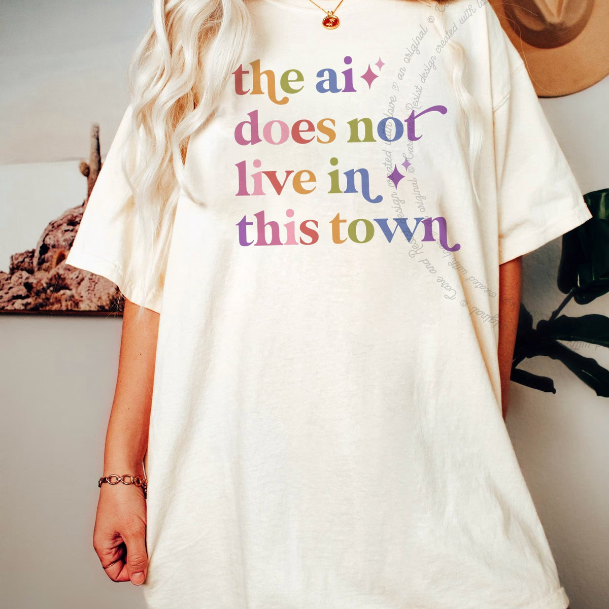 The Ai Does not Live in This Town Care & Resist progressive t-shirt in Ivory