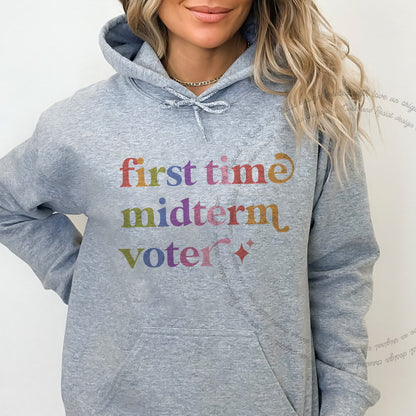 First Time Midterm Voter Care & Resist Gildan hoodie in Sport Grey