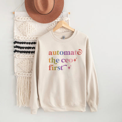 Automate the Ceo First Care & Resist Gildan crewneck sweatshirt in Sand