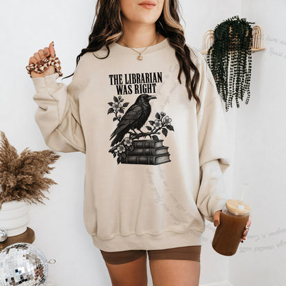 The Librarian Was Right Raven Care & Resist Gildan crewneck sweatshirt in Sand