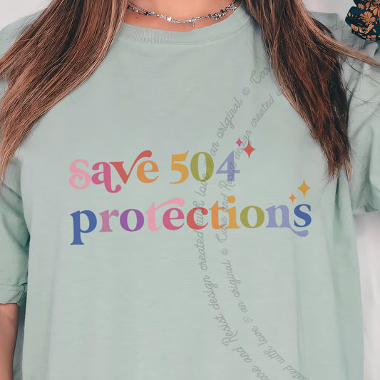 Save 504 Protections Care & Resist progressive t-shirt in Bay