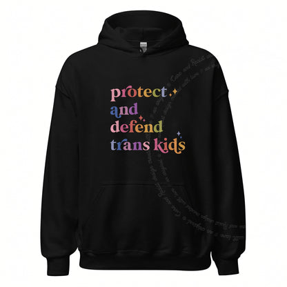 Protect and Defend Trans Kids Care & Resist Gildan hoodie in Black