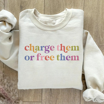 Charge Them or Free Them Care & Resist Gildan crewneck sweatshirt in Sand